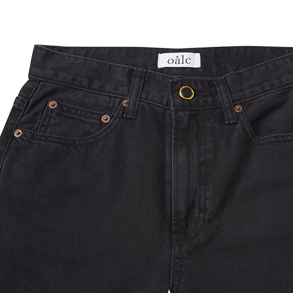 oalc 리사이클링 코튼 하이웨이스트 스트레이트핏 데님 (BLACK)>